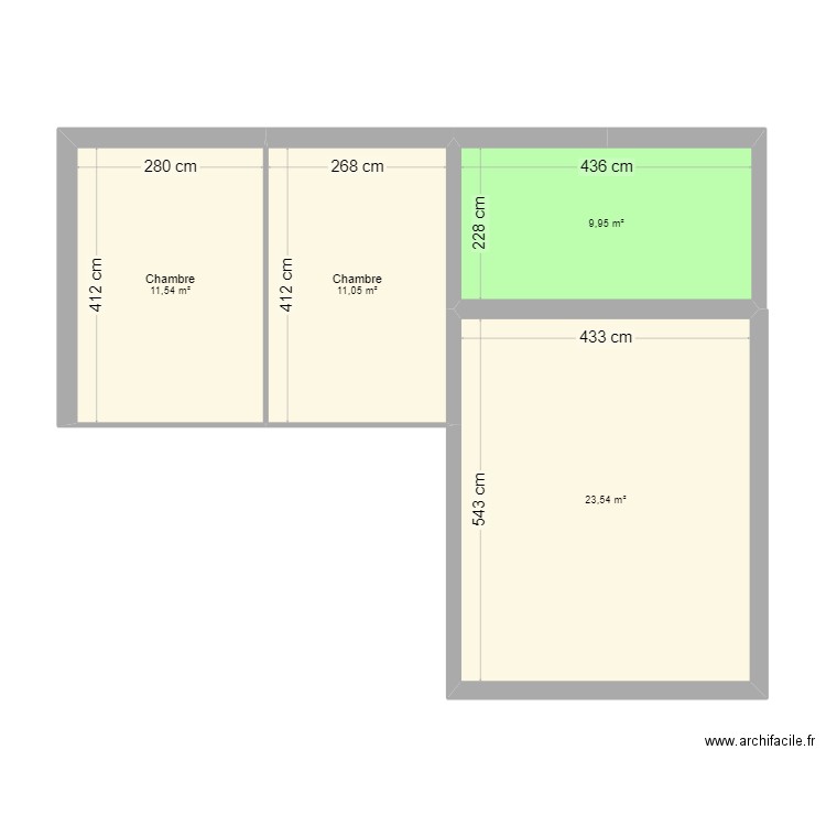 Jaubert. Plan de 4 pièces et 56 m2