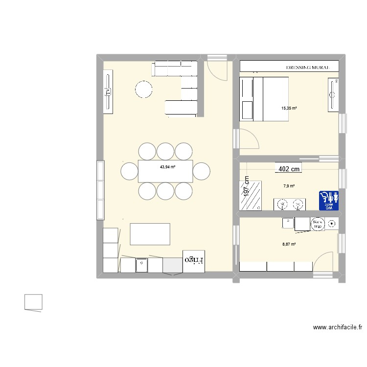 Maison. Plan de 4 pièces et 76 m2