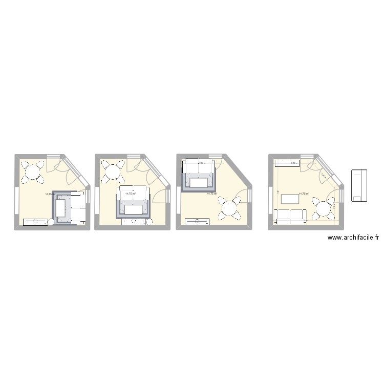 Appart. Plan de 4 pièces et 59 m2