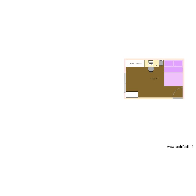 Chambre Sarah 02-12-2023. Plan de 1 pièce et 14 m2