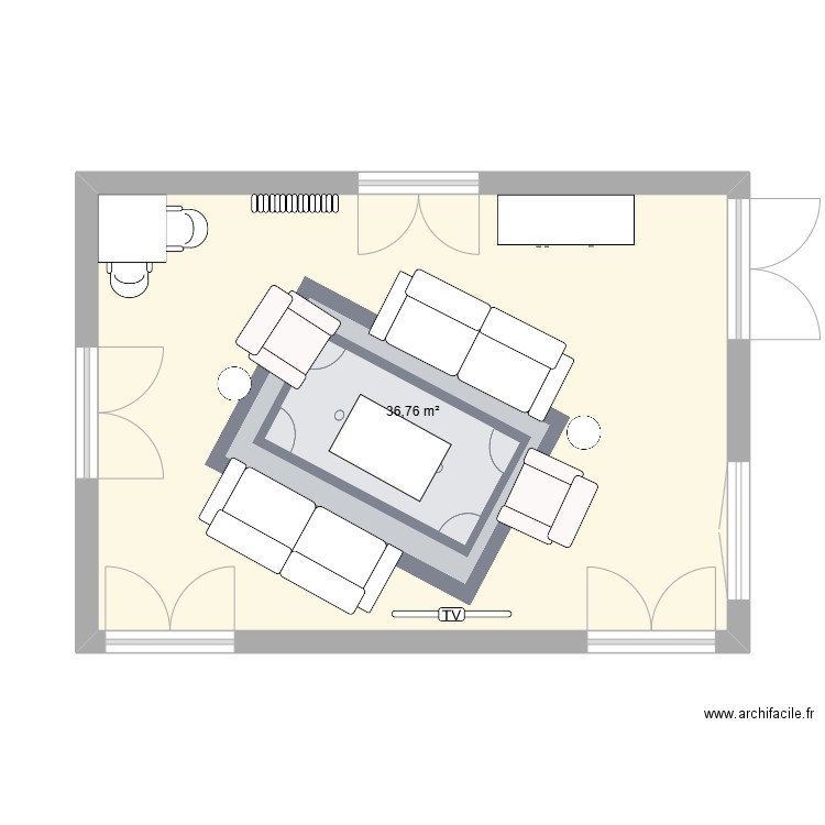 Family room V3. Plan de 1 pièce et 37 m2