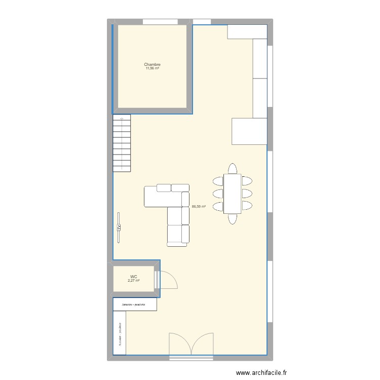 REB. Plan de 3 pièces et 101 m2