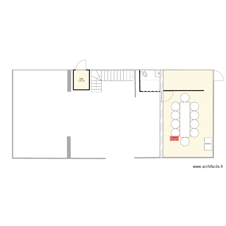 Simulation test. Plan de 2 pièces et 30 m2