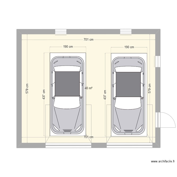 GARAGE 2 PLACES. Plan de 1 pièce et 40 m2