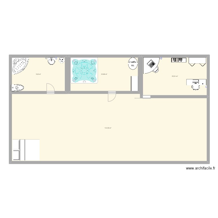 PLAN. Plan de 4 pièces et 203 m2