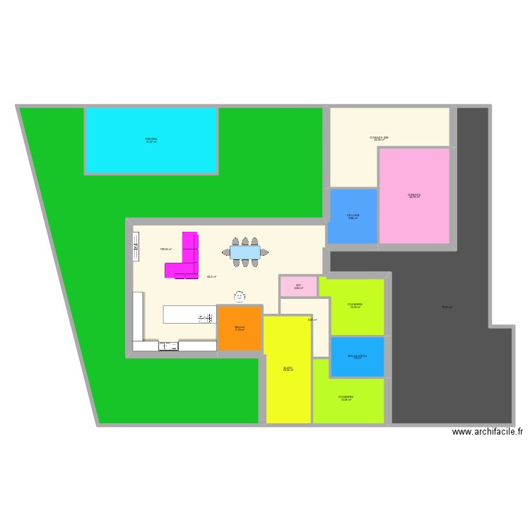 plan 1. Plan de 16 pièces et 1016 m2