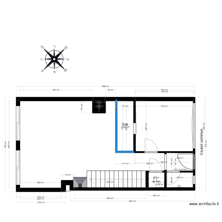 HARLET CAROLINE Projetée 2. Plan de 13 pièces et 57 m2