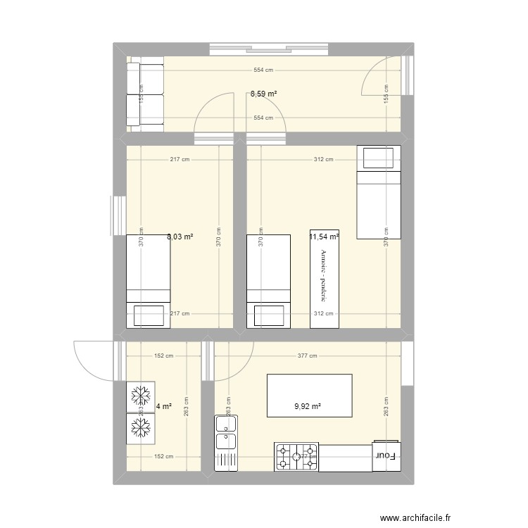 annexe. Plan de 5 pièces et 42 m2