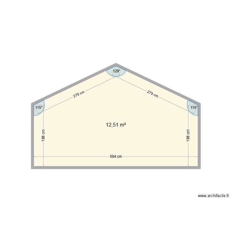 QUILES Appart Coupe. Plan de 1 pièce et 13 m2