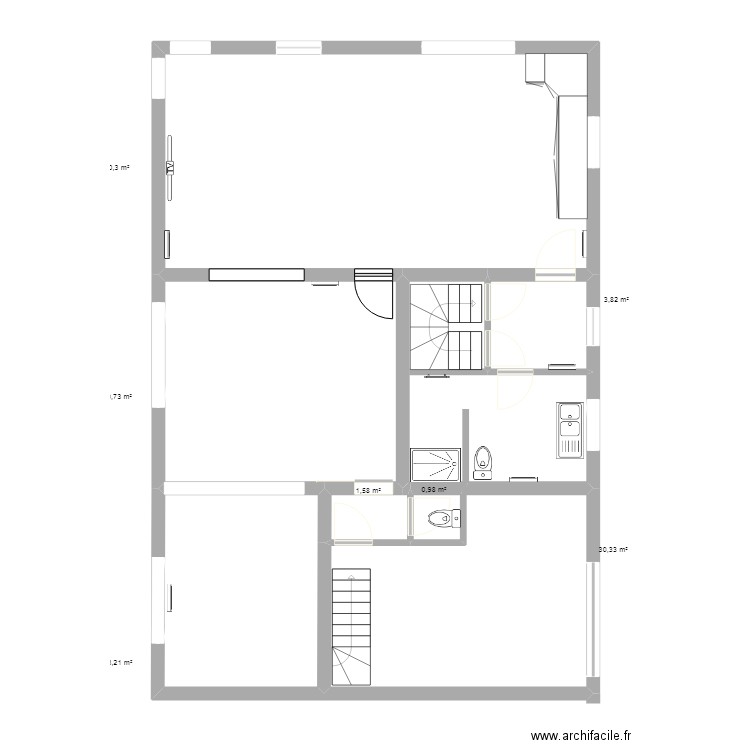 bureaux. Plan de 7 pièces et 111 m2