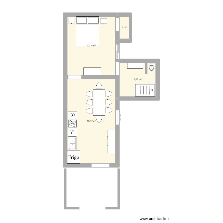 afa. Plan de 4 pièces et 39 m2