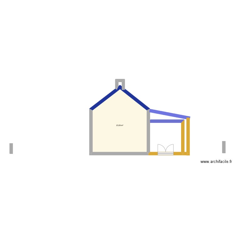 PLAN DE COUPE EST. Plan de 1 pièce et 23 m2