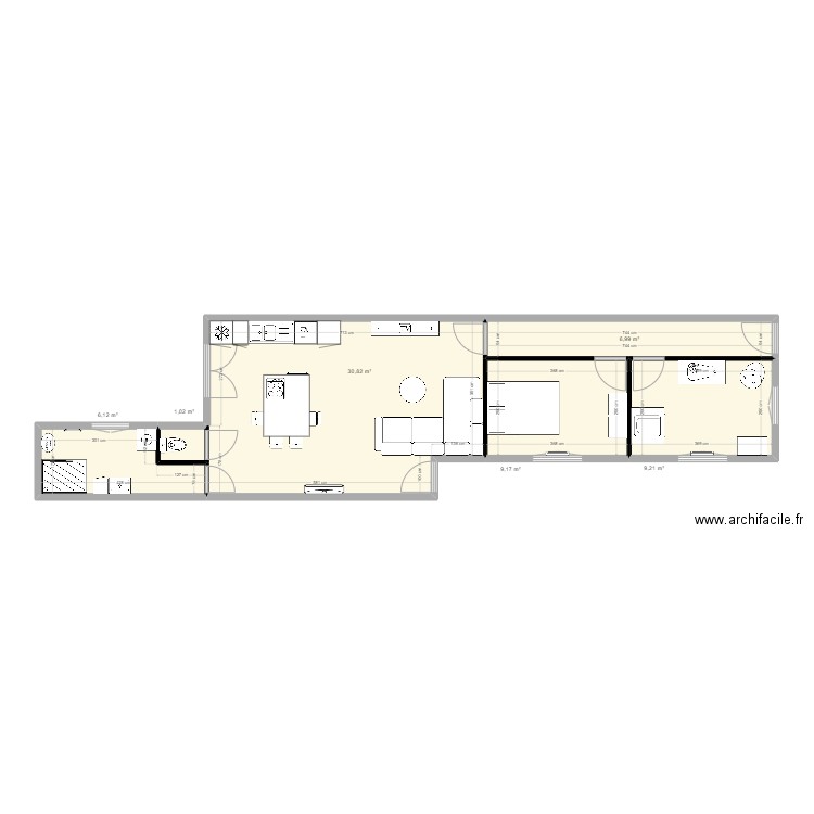 maison henin . Plan de 6 pièces et 63 m2