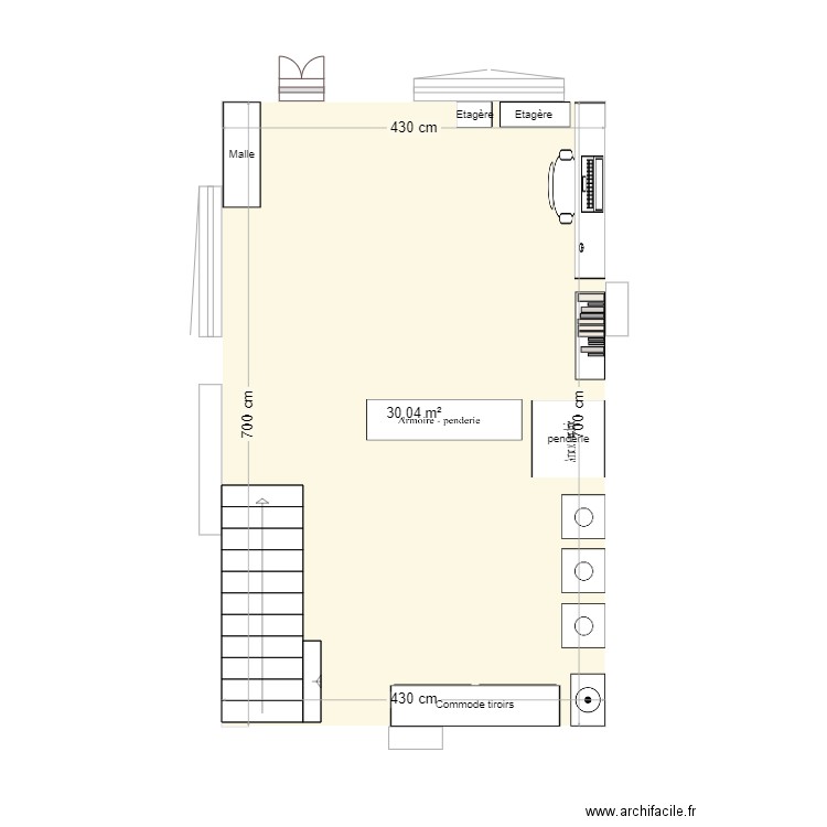 1er étage - config 1. Plan de 1 pièce et 30 m2