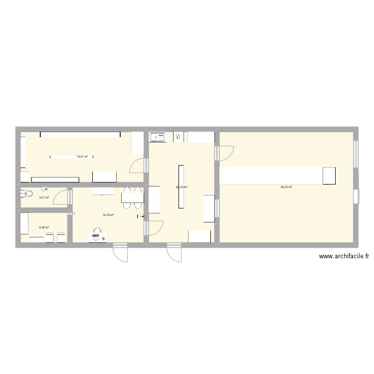 boucherie plan. Plan de 6 pièces et 106 m2