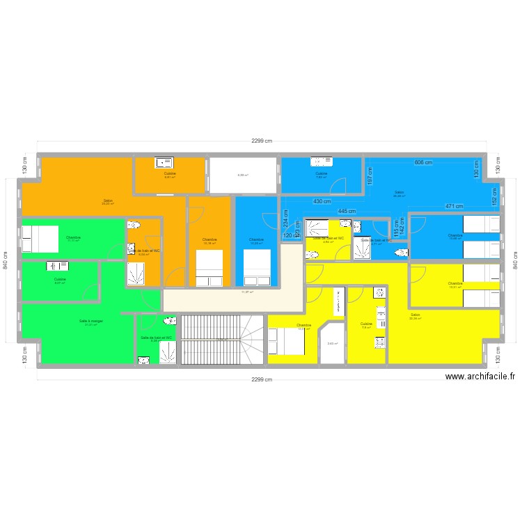 APPART MARRAKECH. Plan de 22 pièces et 239 m2