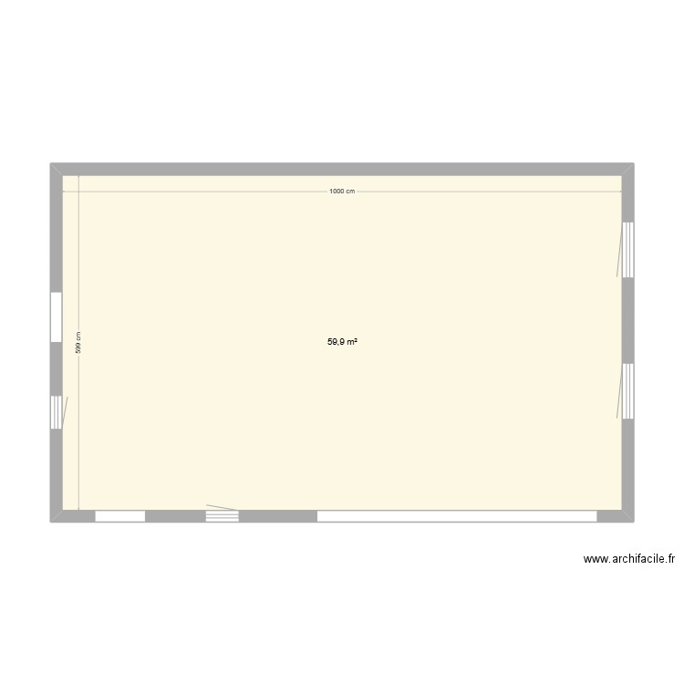 Hangar Etray. Plan de 1 pièce et 60 m2