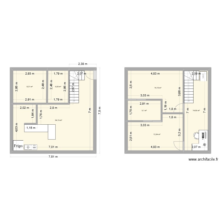 home 2. Plan de 7 pièces et 95 m2