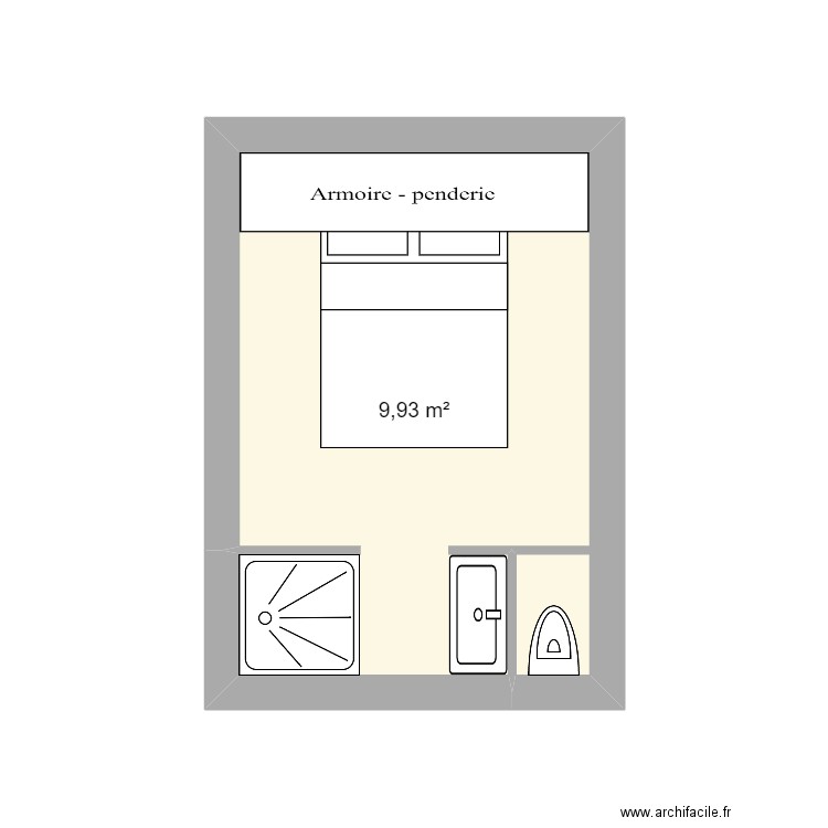 Chambre 1. Plan de 1 pièce et 10 m2