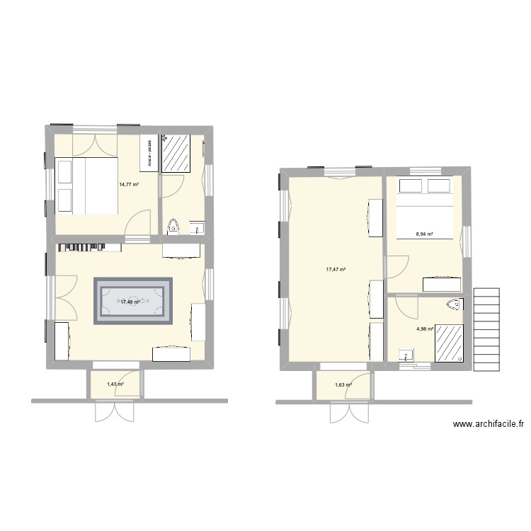 maison extension. Plan de 7 pièces et 67 m2