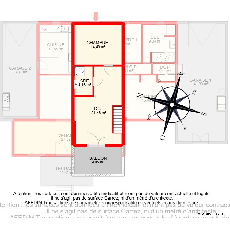 BI 26095. Plan de 23 pièces et 250 m2