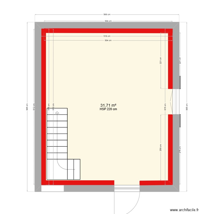 Plan 1. Plan de 1 pièce et 32 m2