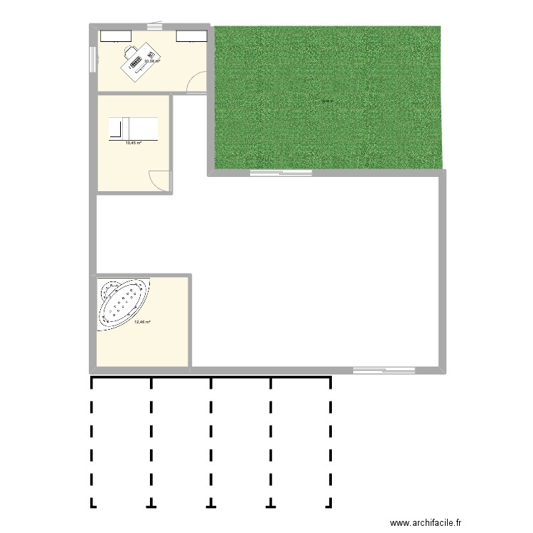 gaby. Plan de 3 pièces et 33 m2