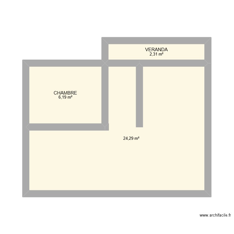 LOGEMENT. Plan de 3 pièces et 33 m2