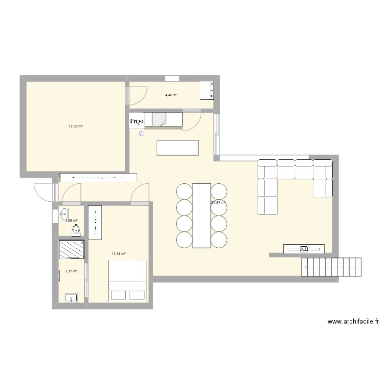 Essai Maison #1. Plan de 6 pièces et 89 m2