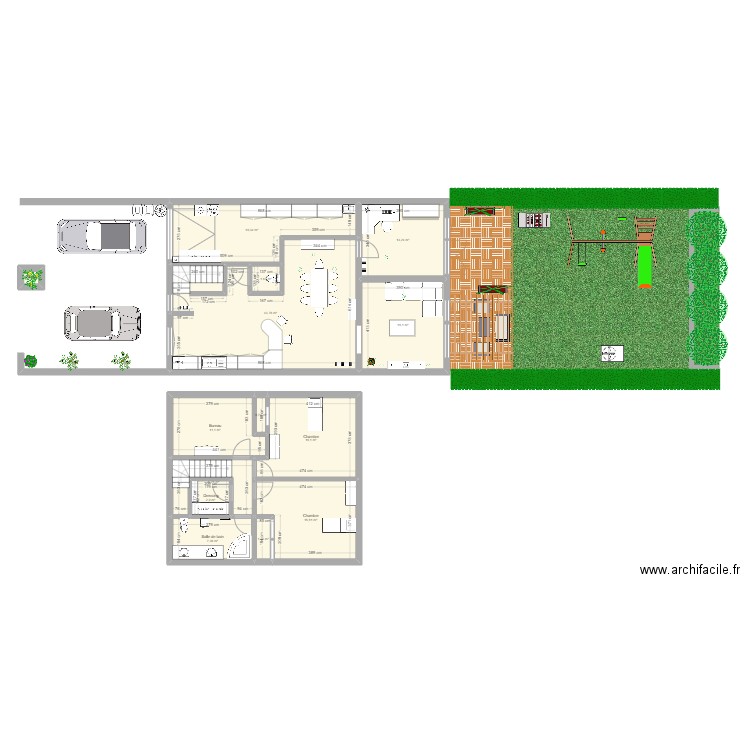 maison v46. Plan de 14 pièces et 156 m2