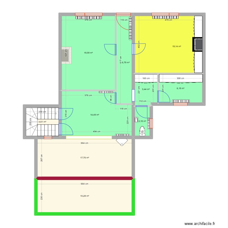 Plan Rdc veranda - Bombart. Plan de 10 pièces et 109 m2