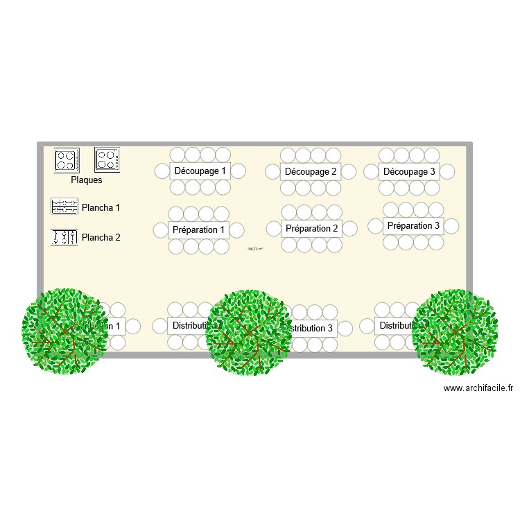 Plan Zone Bouffe. Plan de 1 pièce et 187 m2