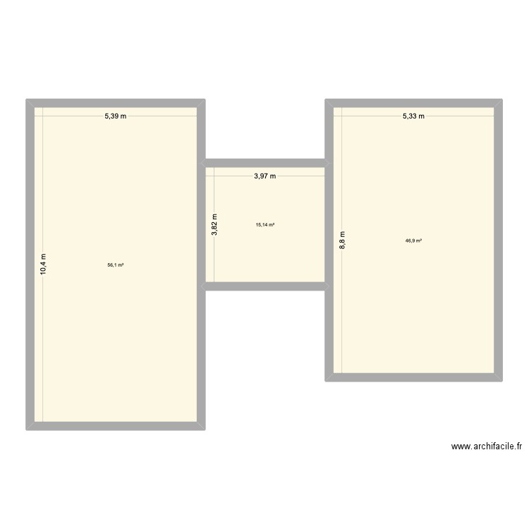 15FC. Plan de 3 pièces et 118 m2