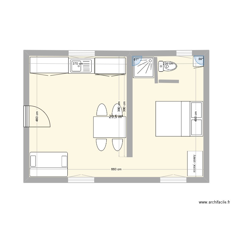 ASPE . Plan de 1 pièce et 30 m2