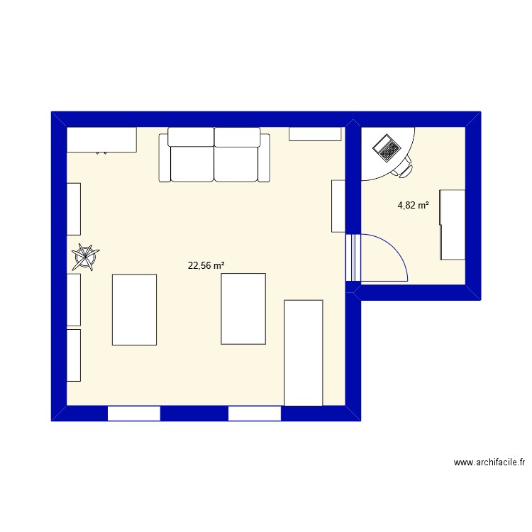 CONSTRUIRE UN MAGASIN. Plan de 2 pièces et 27 m2