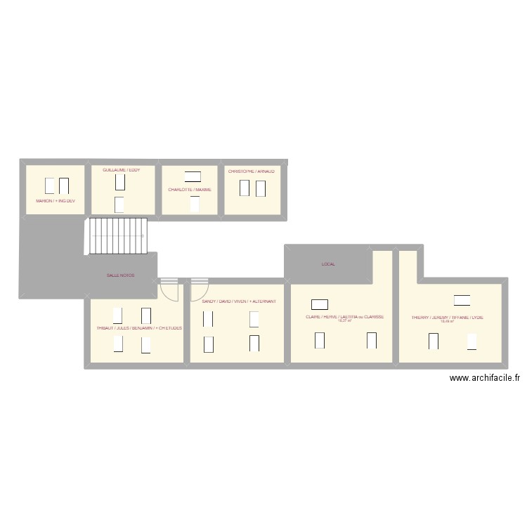 BUREAU bis. Plan de 11 pièces et 109 m2