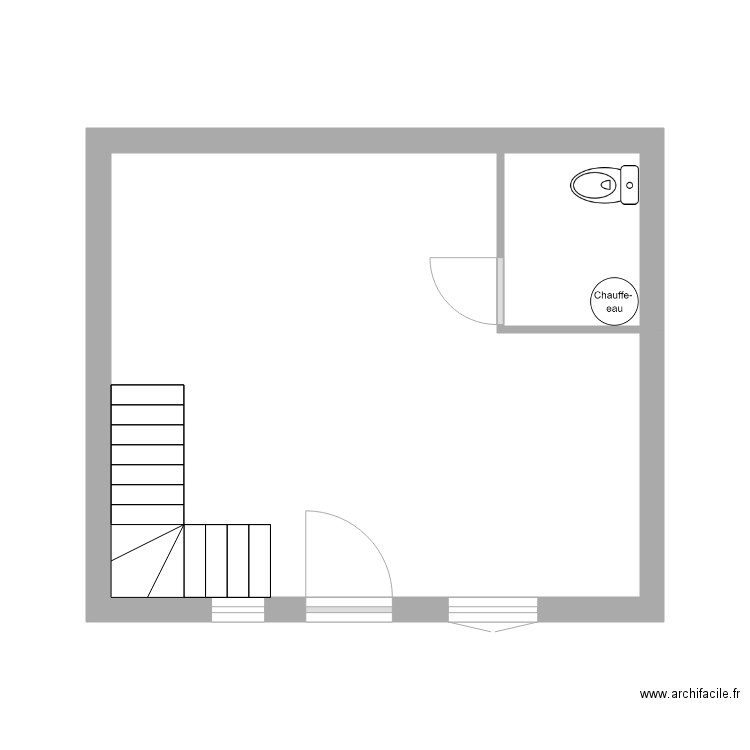 Plan Rch à dimensions. Plan de 2 pièces et 24 m2