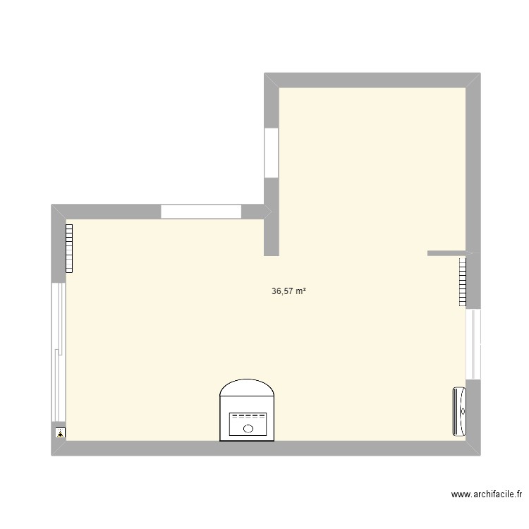 séjour. Plan de 1 pièce et 37 m2