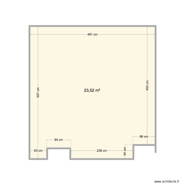 boulangerie. Plan de 1 pièce et 24 m2