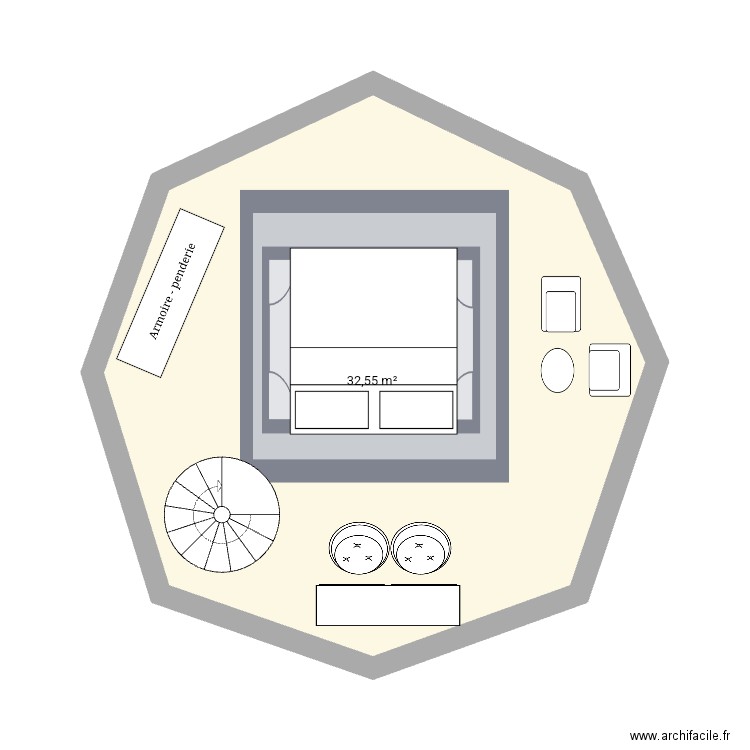 Kiki. Plan de 1 pièce et 33 m2