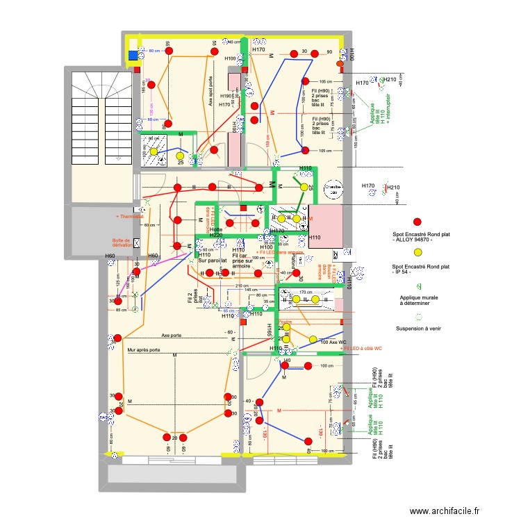 Meerlaan Electricité - Modèles luminaires -. Plan de 16 pièces et 92 m2