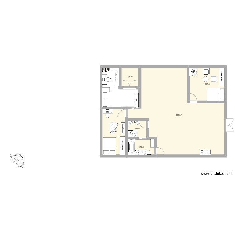 maison n1. Plan de 6 pièces et 104 m2