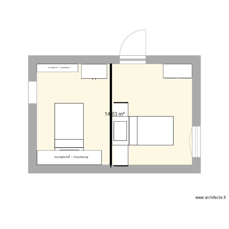 chambre a coucher 3. Plan de 1 pièce et 15 m2