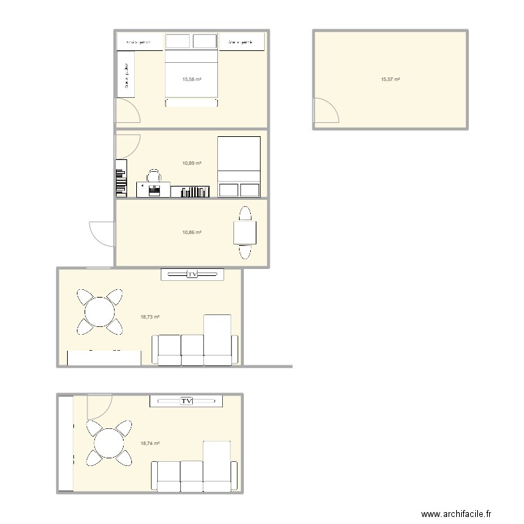 Carouge nouvel appart. Plan de 6 pièces et 90 m2