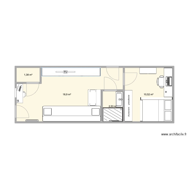 sous-sol. Plan de 4 pièces et 33 m2