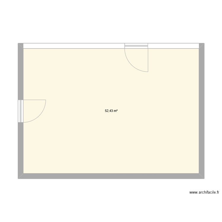 club. Plan de 1 pièce et 52 m2