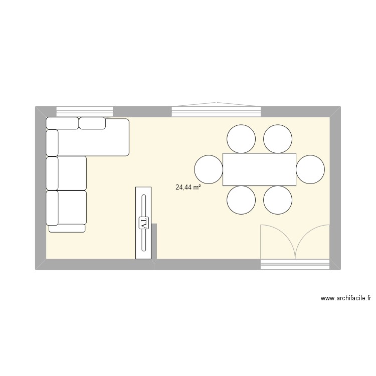 test 3 salon. Plan de 1 pièce et 24 m2