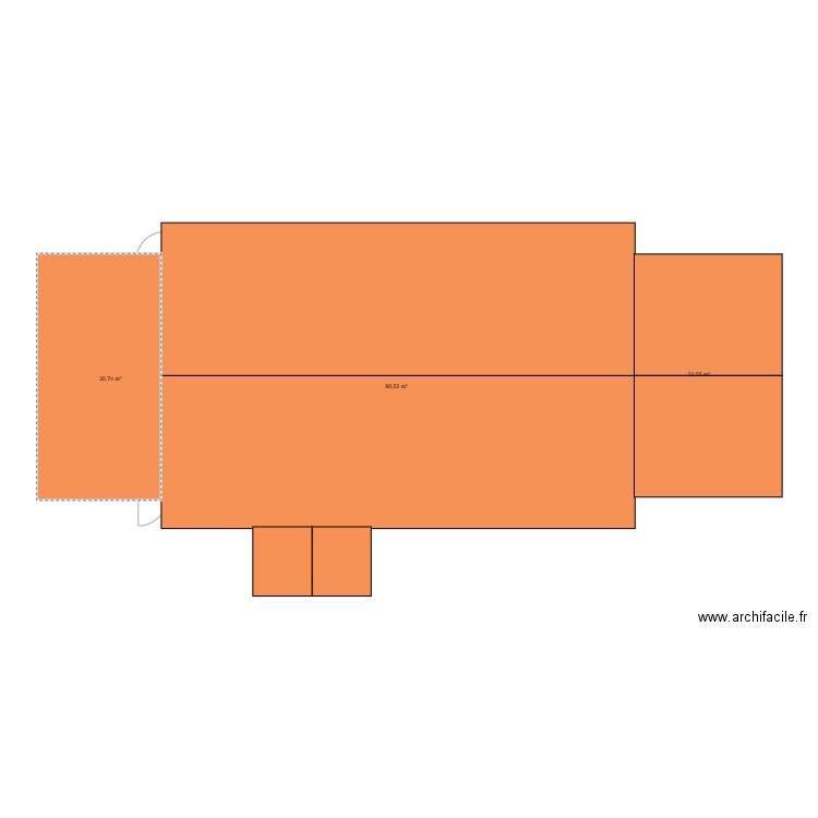 Façades. Plan de 3 pièces et 134 m2