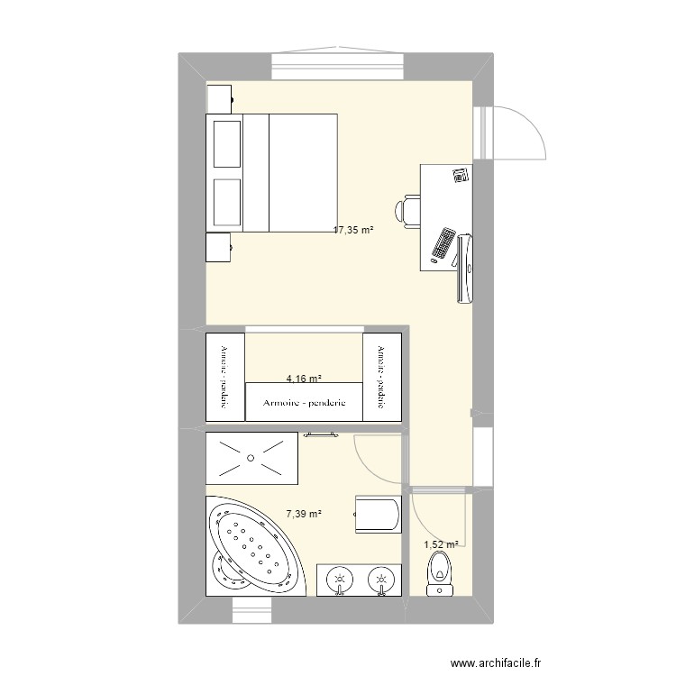 Extension. Plan de 4 pièces et 30 m2