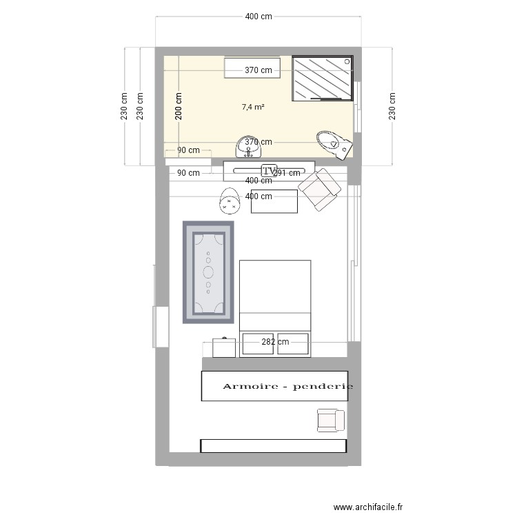 Agadir . Plan de 1 pièce et 7 m2